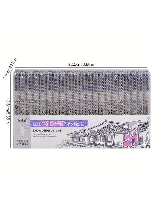 Black Anime Drawing Syringe Pen Set 12 16 21 Pcs Professional Art Sketching Tool - Image 4